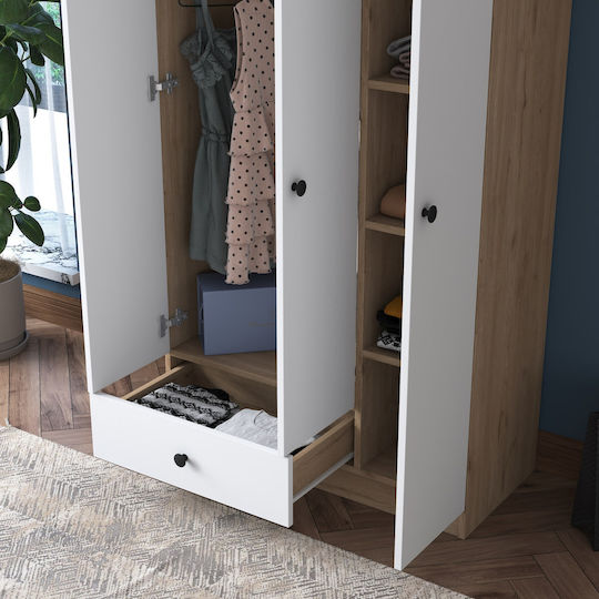 Ușă triplă Dulap de Haine Walnut White 90x42.5x170cm