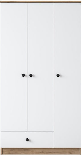 Ușă triplă Dulap de Haine Walnut White 90x42.5x170cm