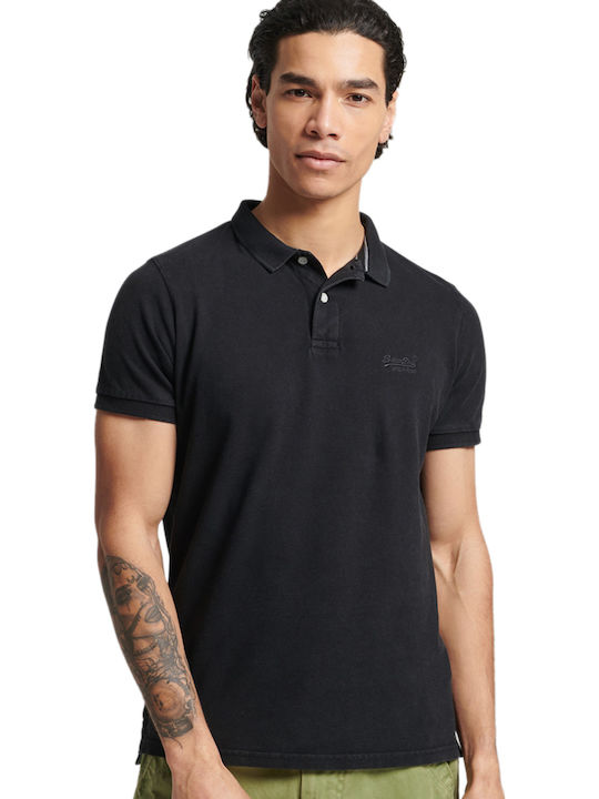 Polo Kurzarm Bluse Dunkelgrau