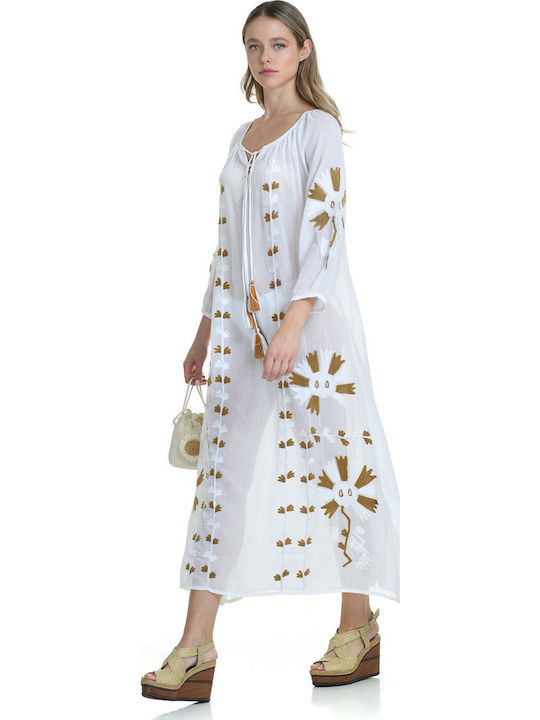 MiandMi Women's Maxi Caftan Beachwear White