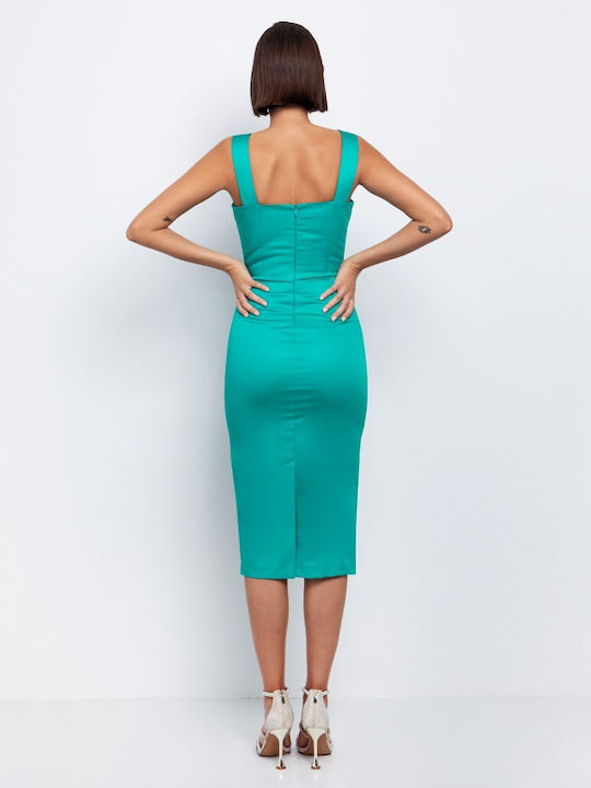 Summer Midi Dress Sleeveless with Tearing Emerald