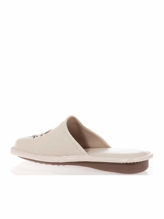 Castor Anatomic Anatomical Leather Slippers Beige