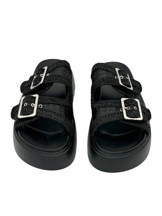 Women's Flat Sandals Anatomic Flatforms in Black Color
