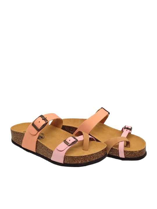 Leder Flache Sandalen Für Damen Tabbac Rosa Orange