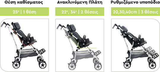 Mobiak Pegaz Παιδικό Αναπηρικό Αμαξίδιο Ειδικού Τύπου με Ανακλινόμενη Πλάτη 0815528