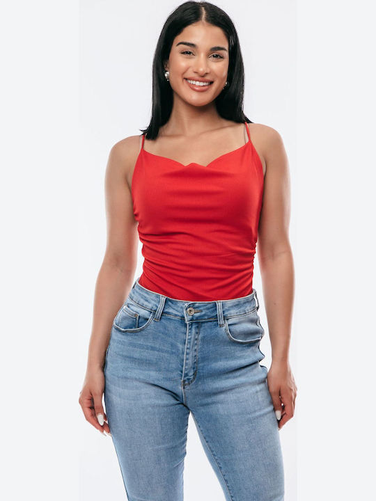 Body Drapat Roșu Albastru Deschis One Size