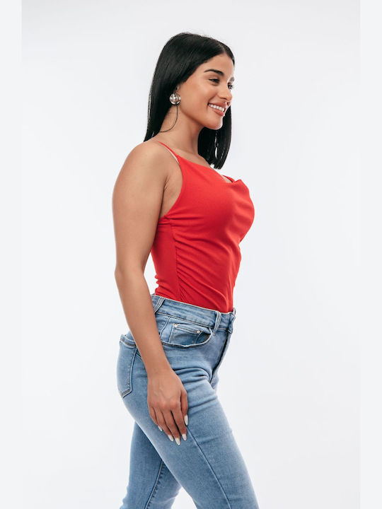 Body Drapat Roșu Albastru Deschis One Size