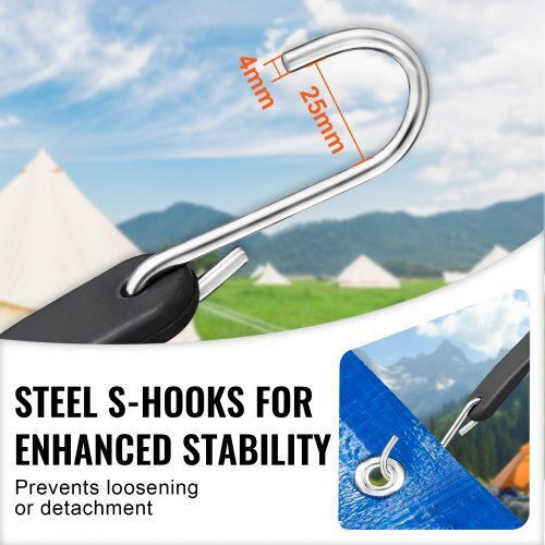 Vevor 50 Pcs Flat Bungee Cord Set 19.8 Mm Heavy Duty Bungee Straps S-hook