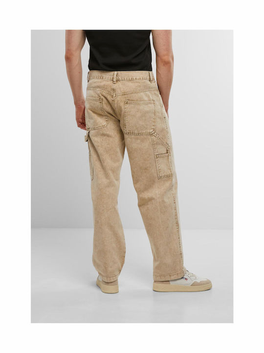 Ανδρικό Παντελόνι Τζιν με Loose Straight Εφαρμογή Sand