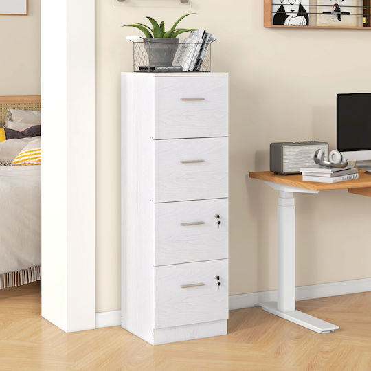 Kabinett Büro mit Schloss White 40x42x130.8cm
