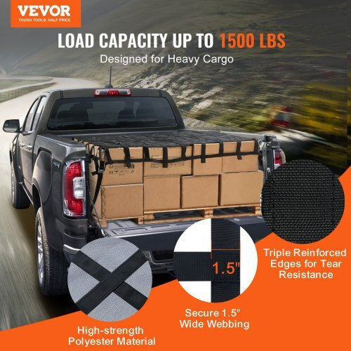 Vevor Plasă Pentru Bagaje Auto Plasă Rezistentă Pentru Bagaje Auto 72" X 57" Catarame Reglabile și Cârlige S