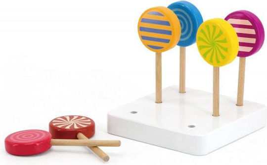 Комплект от 6 играчки лизалки Viga Toys от дърво, многоцветни