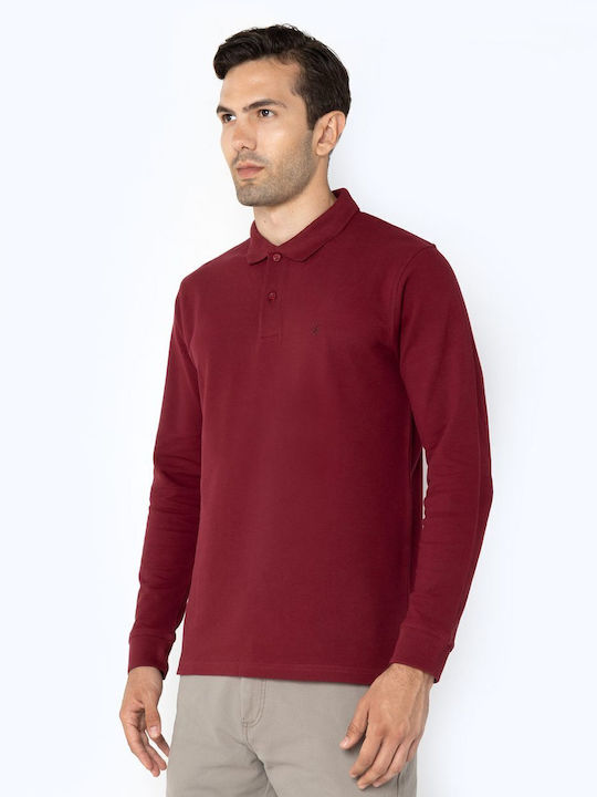 Polo Langarmbluse Burgundisch