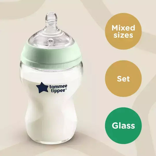Tommee Tippee Σετ Γυάλινα Μπιμπερό Closer To Nature Κατά των Κολικών με Θηλή Σιλικόνης για 0+ μηνών Πράσινο 150ml 7τμχ