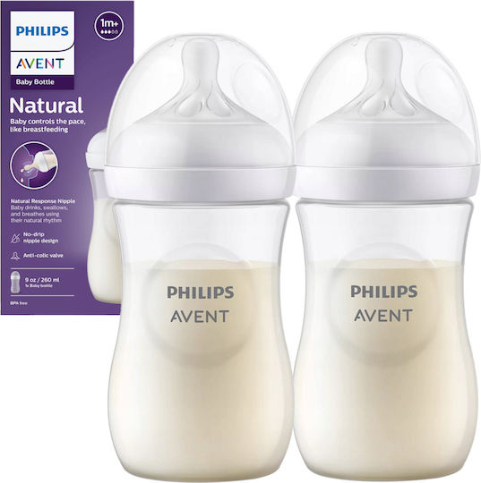 Philips Plastic Baby Bottle Anti-Colic with Silicone Nipple for 1+ months 260ml