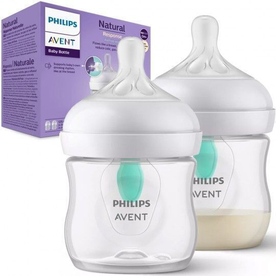 Philips Set Plastic Baby Bottles Natural Response Anti-Colic with Silicone Teat for 0+ Months 125ml 2 Pieces