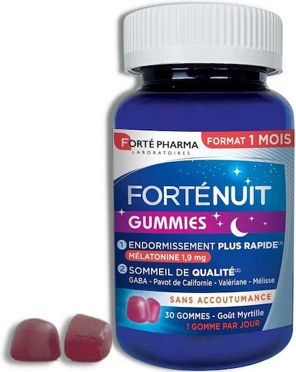 Forte Pharma Forte Nuit Συμπλήρωμα για το Άγχος & τον Ύπνο 30 ζελεδάκια Blueberry