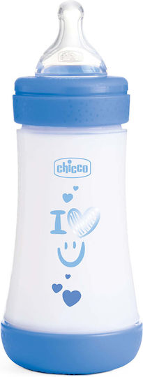 Chicco Πλαστικό Μπιμπερό Perfect 5 Κατά των Κολικών με Θηλή Σιλικόνης για 2+ μηνών Γαλάζιο 240ml