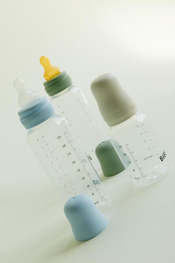 Set complet de biberoane anti-colici Bibs 150 ml latex albastru pentru bebeluși