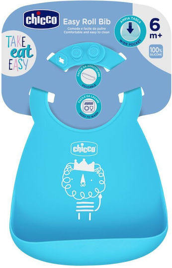 Chicco Waterproof Bib Plastic with Pocket Sky Blue for 6 m+