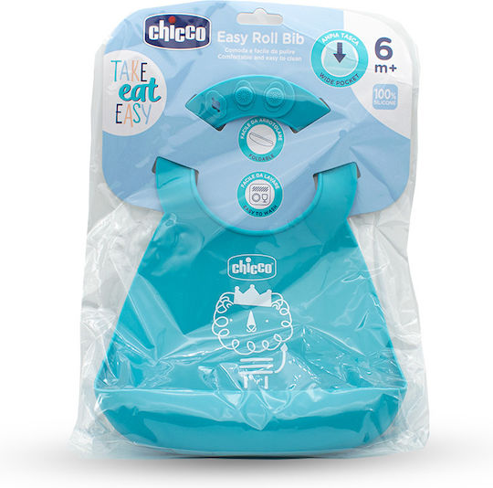 Chicco Waterproof Bib Plastic with Pocket Sky Blue for 6 m+