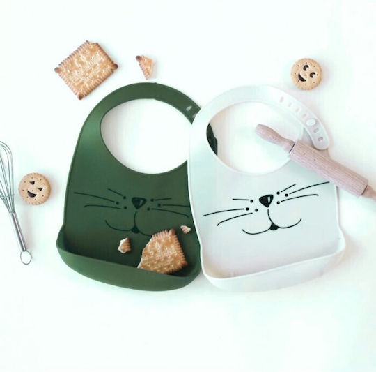 Trois Kilos Sept Waterproof Bib Silicone with Button & Pocket Beige for 4 m+