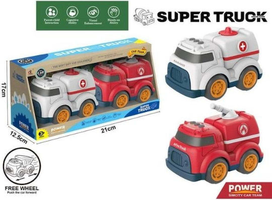 Rescue Vehicles Set Ambulance-Fire Truck 2pcs 38x17x12.5cm S15 - 0098039
