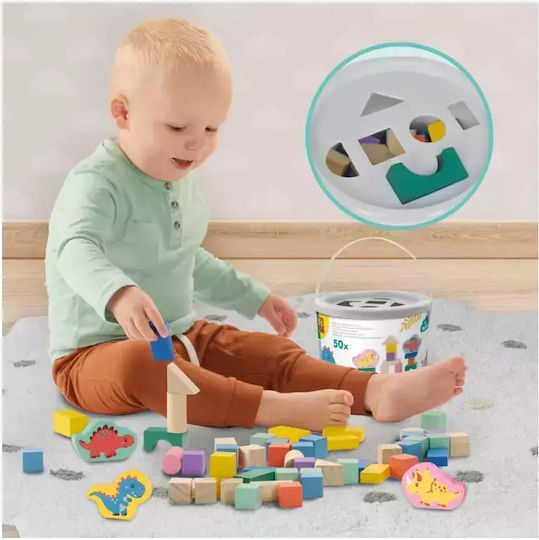 Ses Creative Wooden Building Blocks Dinos for 10+ Months 50 Pieces