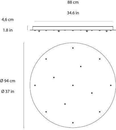 Rosetă De Tavan 7 Suporturi Φ62cm Zafferano Lgr0086 Gri