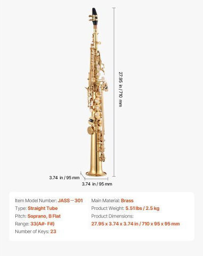 Vevor Soprano Saxophone B Flat Mouthpiece Case Zgsksgyjbdjsst1kc001v0