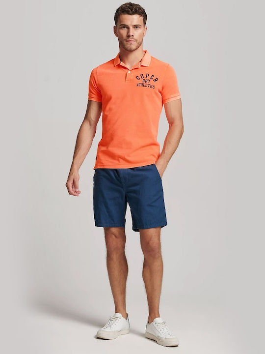 D1 Ovin Vintage Polo Herrenblusen Kurzarm Shocker Orange