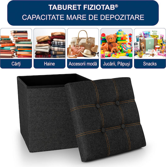 Suport Pentru Picioare Cu Spațiu De Depozitare Tapițat Cu Țesătură Negru 38x38x38cm