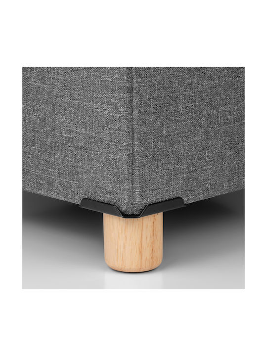 Suport Pentru Picioare Cu Spațiu De Depozitare Tapițat Cu Țesătură Gri 38x38x38cm Taburet Cu Lemn Gri 12