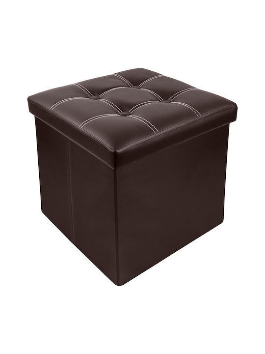 Stool Footstool With Storage Space Leather Brown 38x38x38cm