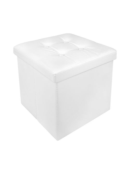 Scaune Suport pentru picioare Cu spațiu de depozitare Tapițat cu Piele Ecologică Alb 38x38x38buc
