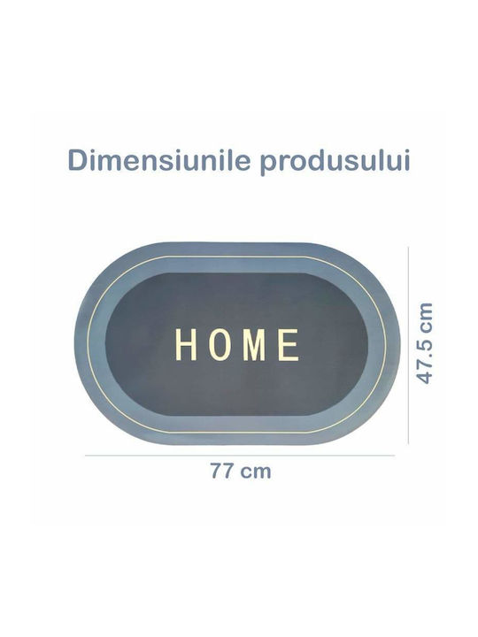 Non-Slip Bath Mat Oval Light Grey/blue 77x47.5cm