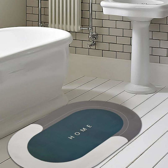 Antiderapant Covoraș de Baie Oval Gray/navy Blue 77x47.5buc