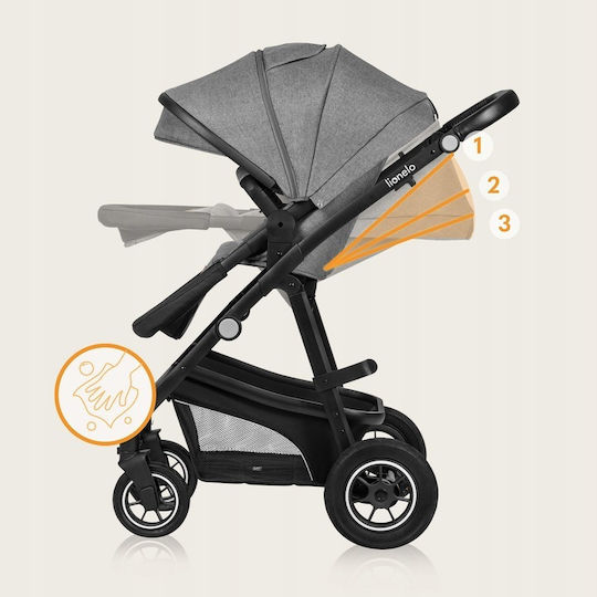 Lionelo Bianca Adjustable 3 in 1 Baby Stroller Suitable from 6+ Months Gray 11kg