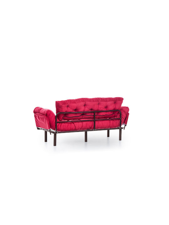 Nitta Three-Seater Couch Bed Maroon Red 185x70x85 cm