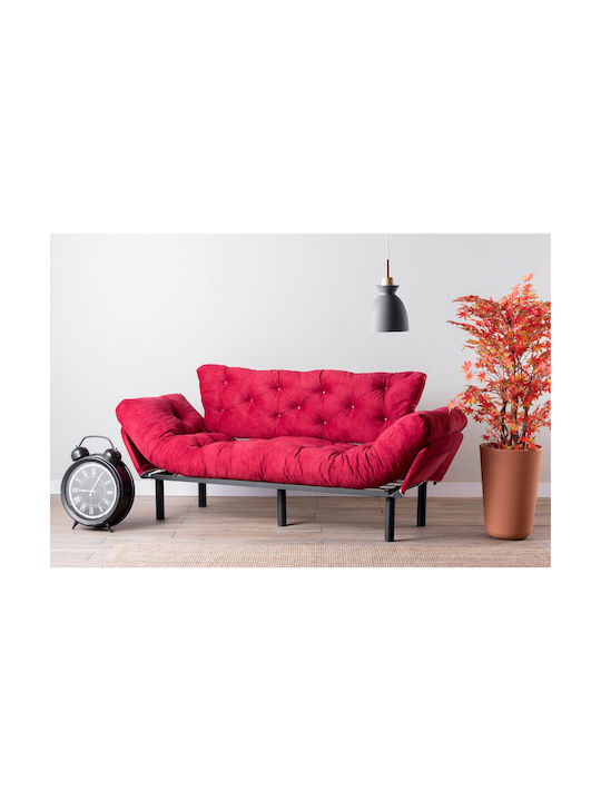 Nitta Three-Seater Couch Bed Maroon Red 185x70x85 cm