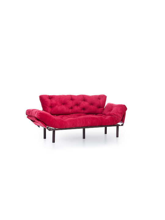 Nitta Three-Seater Couch Bed Maroon Red 185x70x85 cm
