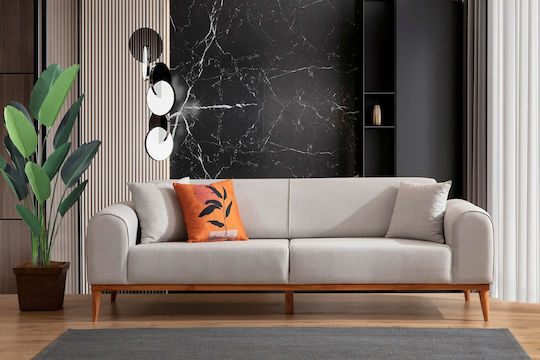 Kapri Τριθέσιος Καναπές Κρεβάτι Cream 220x84x77εκ.