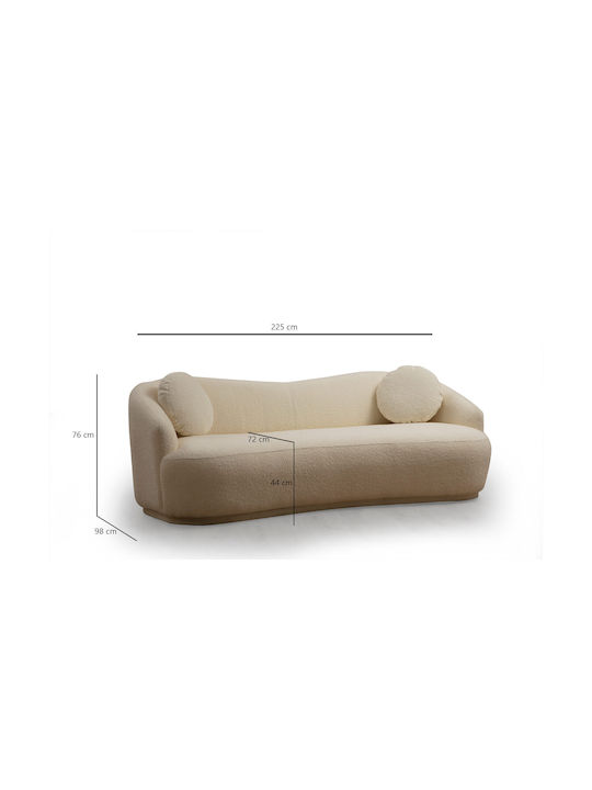 Ancona Dreisitzer Sofa Creme 225x98x76cm