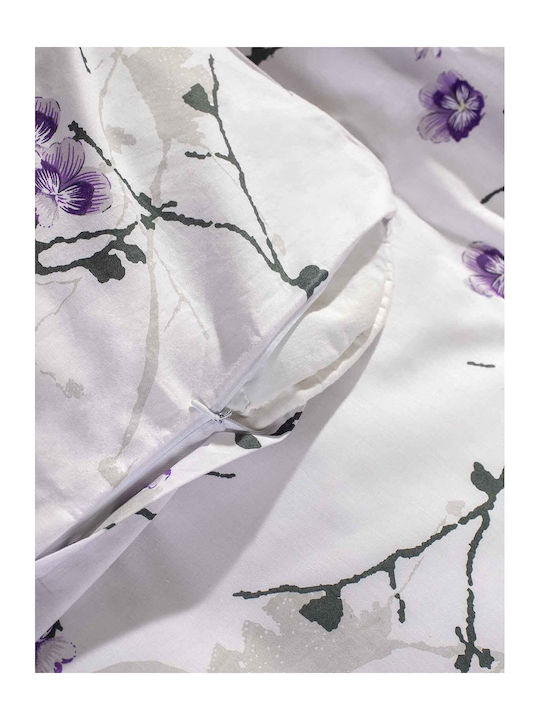Peiraiki Patraiki Duvet Cover Set Cotton Single with Pillowcase 170x250 Exotic Flower Lilac