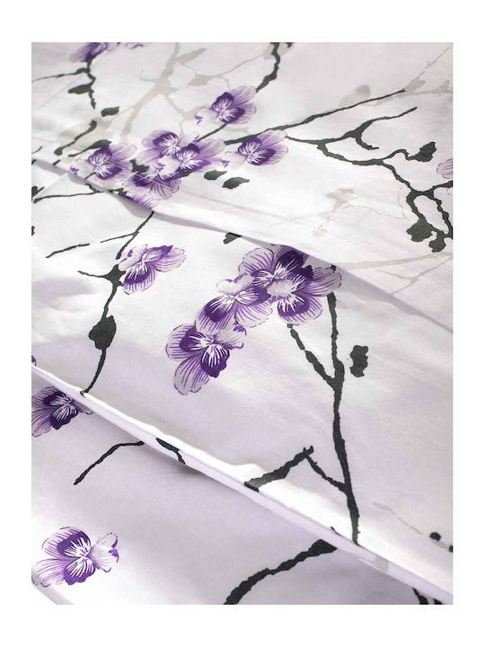 Peiraiki Patraiki Duvet Cover Set Cotton Single with Pillowcase 170x250 Exotic Flower Lilac