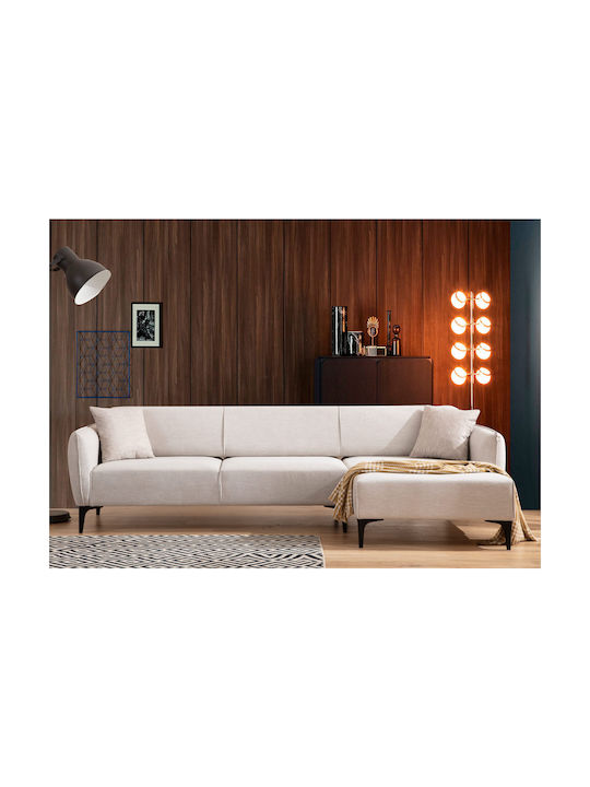 Belissimo Canapea Colțar cu Colțul Din Dreapta Off White 270x140x67 cm