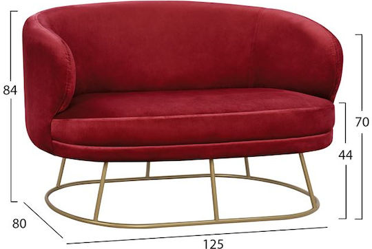 Arien Двуместен Диван Кадифе Червен 125x80x84см.