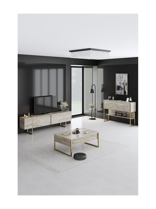 Sideboard Luxe Wooden Travertine - Gold 120x30x80cm