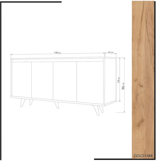 Bufet brown/white 140x40x86cm