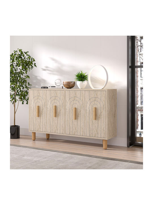 Sideboard Tiger Wooden Travertine Beige-oak 120x29.6x73.6cm